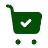 Green cart with check symbol