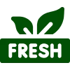 Fresh label with green leaves icon