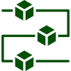 Abstract network of green cubes.