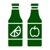 Green bottles with citrus and apple